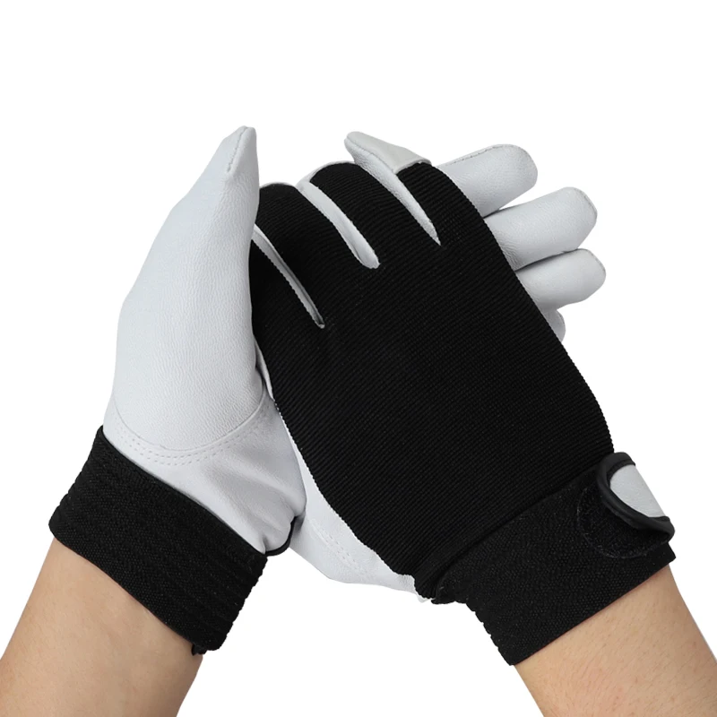 QIANGLEAF Sheepskin Leather Sport Driver Mechanic Working Glove Industrial Safety Gloves Protective Wholesale Men\'s Mitten 508MY