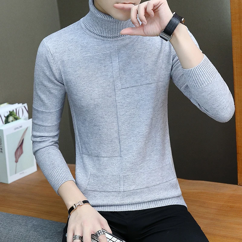 

Men Slim Fit Turtlenecks Black Pullover Sweaters Autumn Winter Casual Sweaters Good Quality Male Outwear Knitting Sweaters 3XL