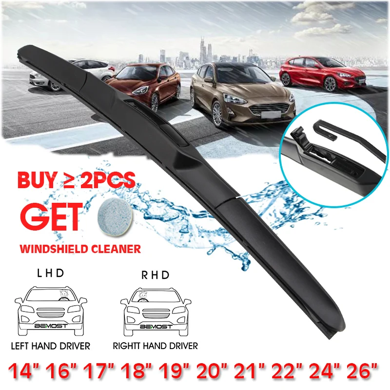 

Car Wiper Blade Universal U Hook Type 14"16"17"18"19"20"21"22"24"26" Windscreen Windshield Rubber Hybrid Auto Accessories Wipers