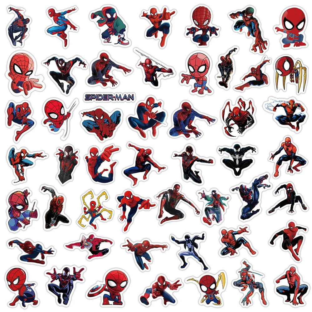 10/30/50pcs Disney Marvel Spiderman Anime Stickers Kids Toy Cartoon Decals Laptop Phone Skateboard Luggage Waterproof Sticker