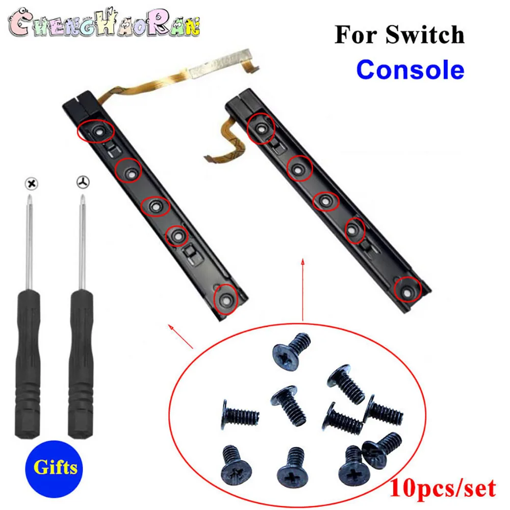 1Set Original Complete Right Left Plastic Slider for Nintend Switch NS Joy-con Controller Rail Assembly with Flex Cable screws