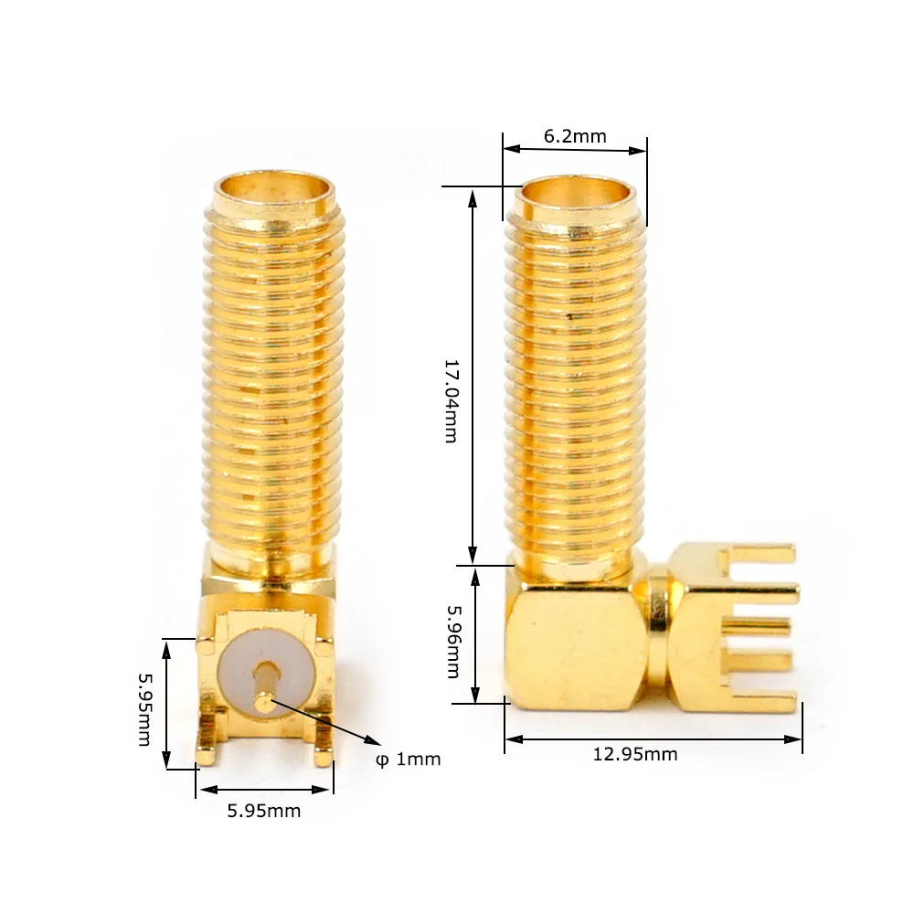 2 Stuks Sma Female Plug Haakse 90 Graden SMA-KWE Pcb Mount Connector Rf Adapter