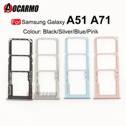 Aocarmo Dual & Single Sim Card Tray Slot For Samsung Galaxy A51 A515F A71 A7150 A715F New SIM Micro SD Card Holder Replacement