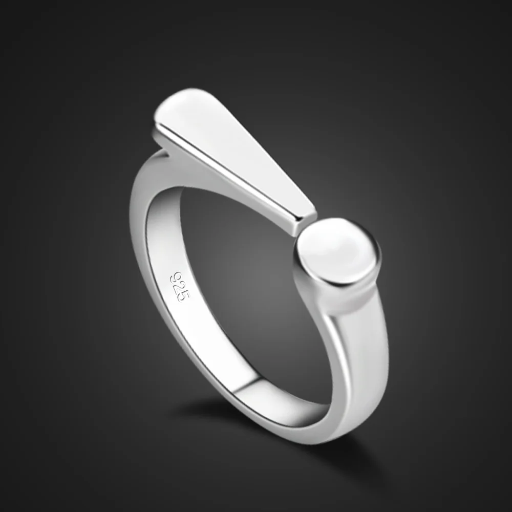 Nuevo anillo de punto de exclamación de moda, anillo abierto Simple de Plata de Ley 925 sólida para mujer, anillo de dedo de joyería de índice de tamaño ajustable