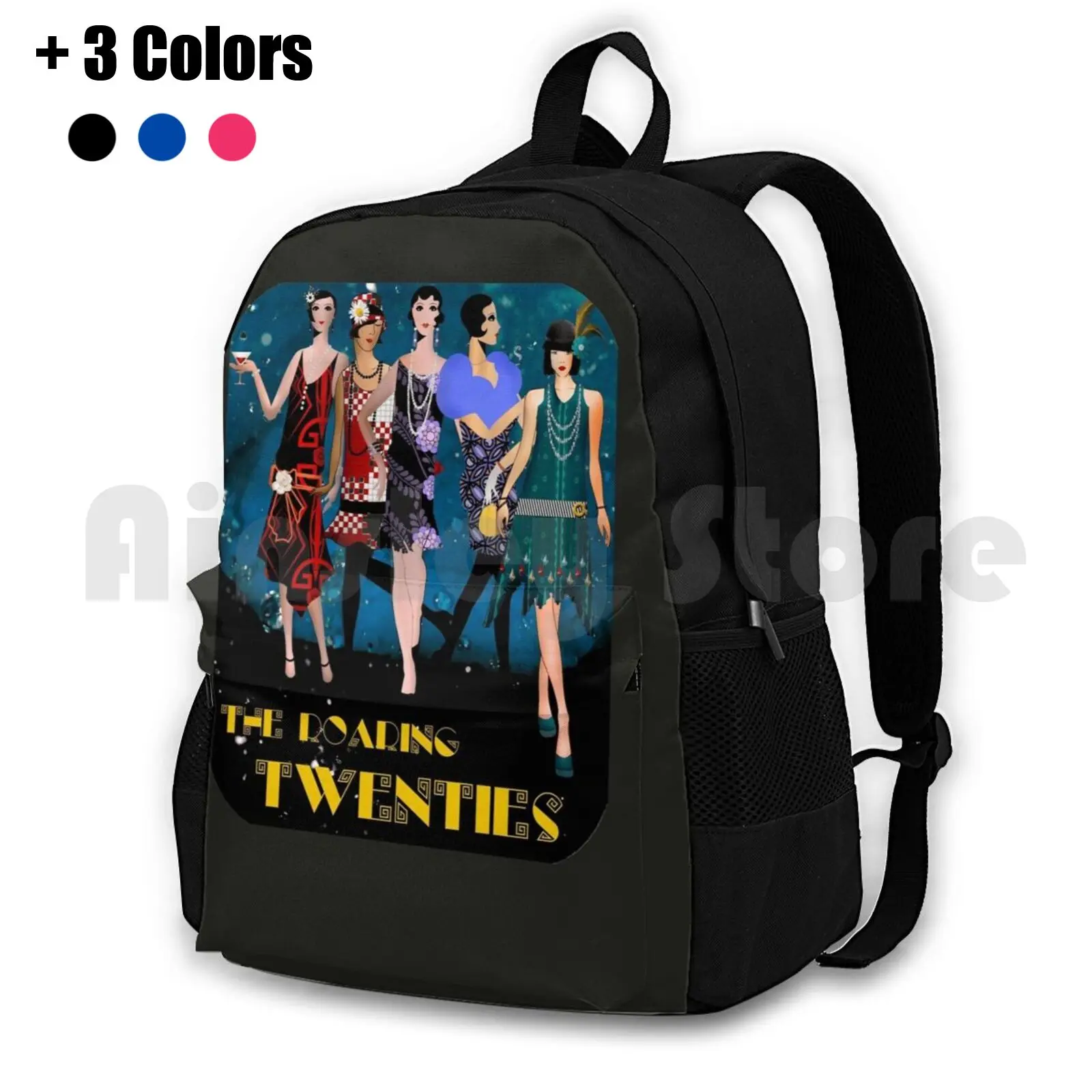 The Roaring 1920's Dancers Outdoor Hiking Backpack Waterproof Camping Travel The Roaring Twenties 20s 1920s Music Dance Al