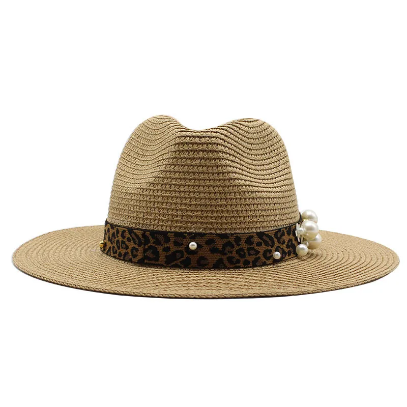 

Summer fashion white flat brim wide brim women's straw hat women's jazz fedoras hat sun-shading hat beach cap for men