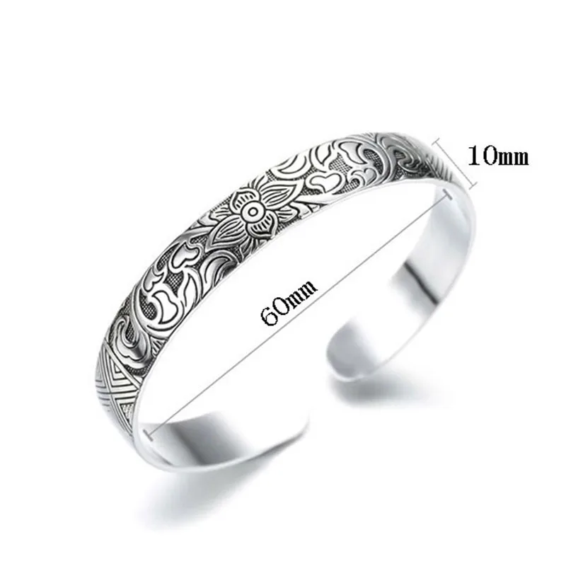 XIYANIKE New Fashion Silver Color  Cuff Bracelet Charm Women Vintage Lotus Flower Religious Party Jewelry Adjustable