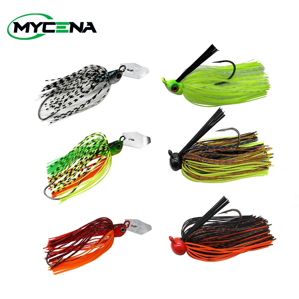 Mycena 6 or 12 pcs chatter bait combo lure set lead jig spinner bait fly fishing football head weedless bait for bass