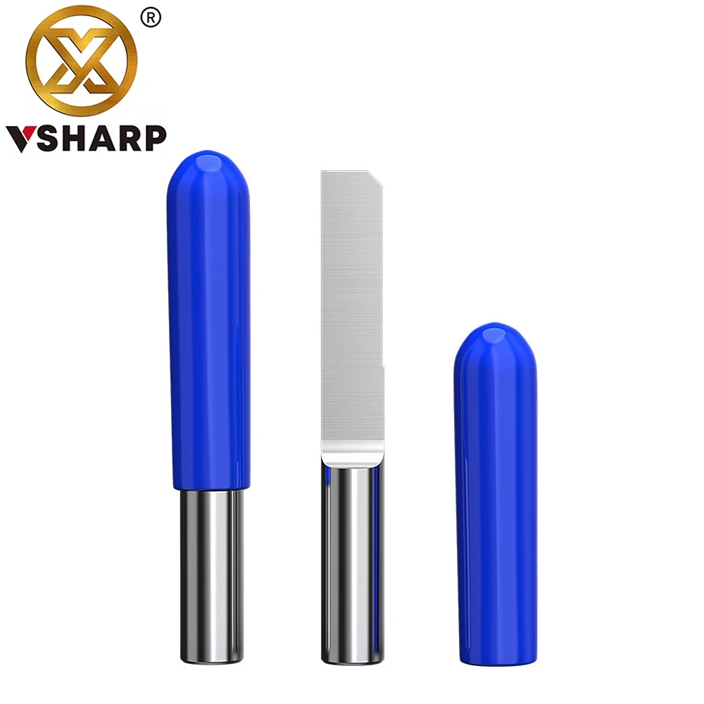 Vsharp  Carbide 1 Flute Engraving Bit CNC Tool 3.175 4 6mm Flat Bottom End Mill Acrylic MDF Wood Carving Column Milling Cutter