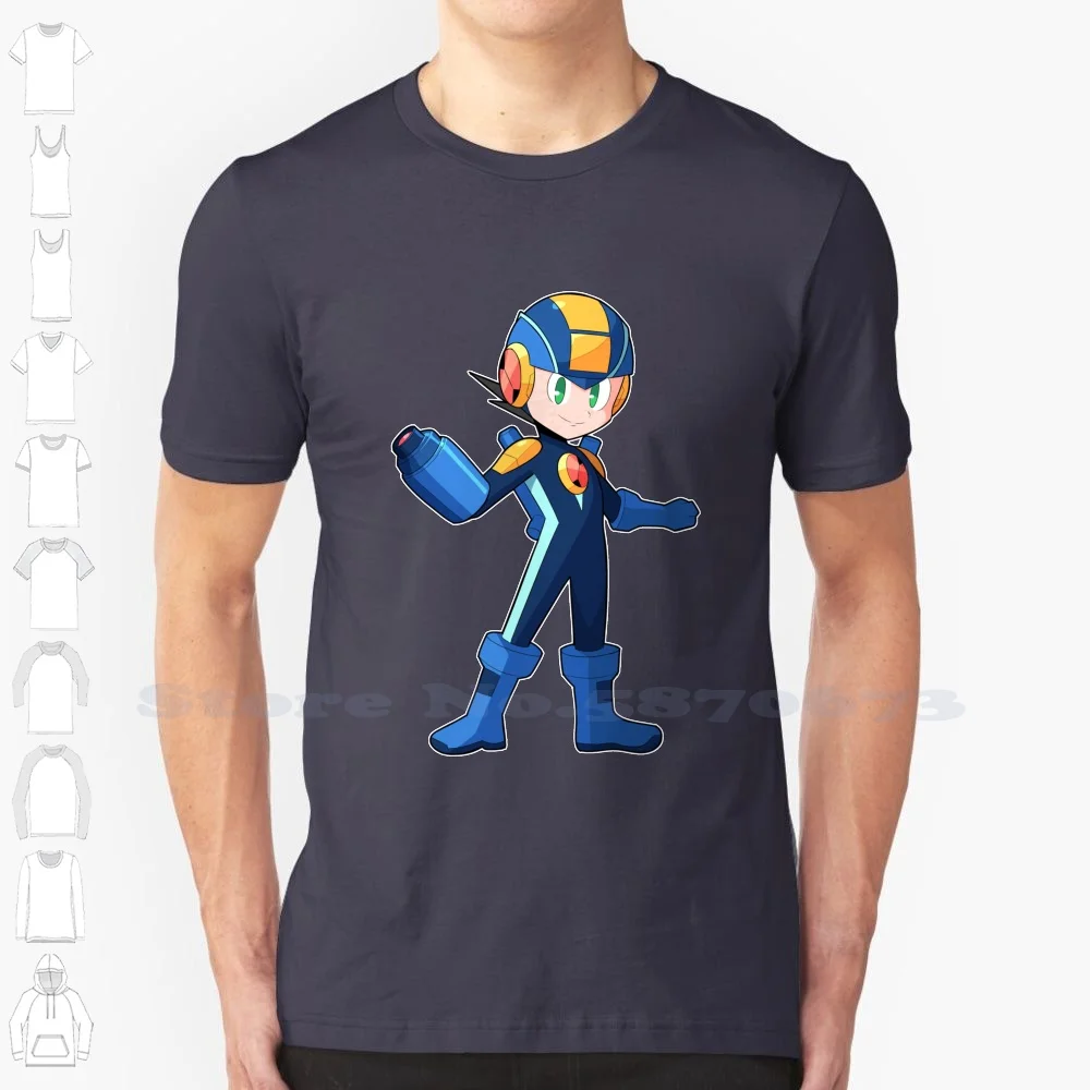 Mini Megaman Exe 100% Pure Cotton T-Shirt Megaman Mmbn Kawaii Video Games Game Art Kids Blue Bomber Battle Network Gaming