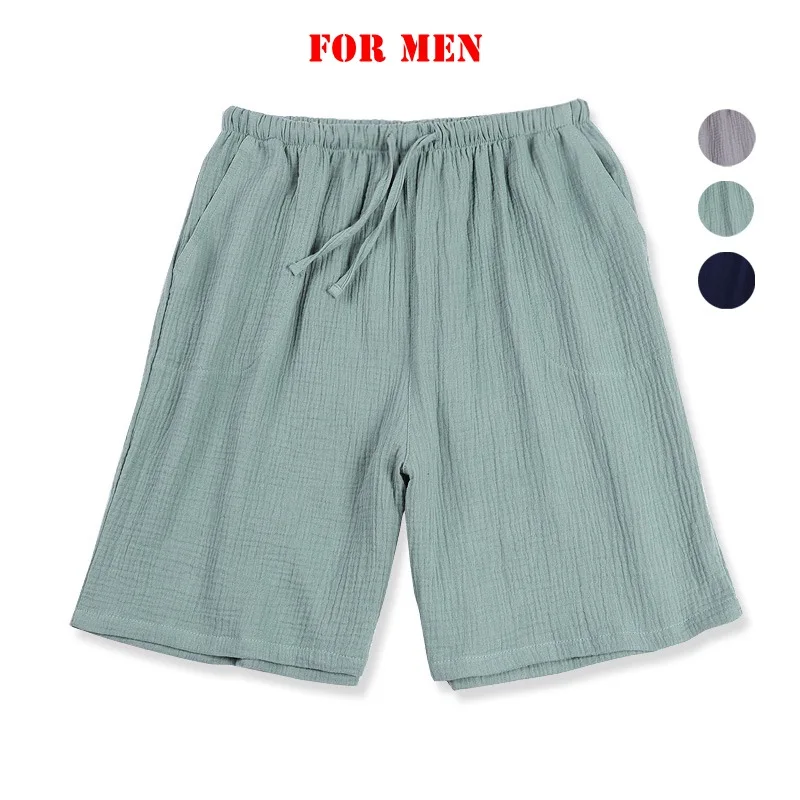 Japanese Retro Style Cotton Fashion Pleated Women or Men's Casual Beach Shorts Summer Home Pants Sleep & Lounge Wear