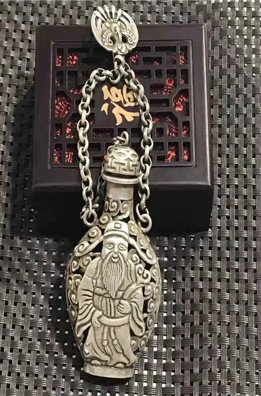 

Китайский Тибет Miao серебряный узор серебряный табак бутылка богатства