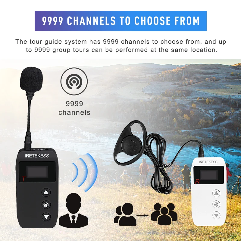 RETEKESS TT110 2.4GHz Wireless Tour Guide System AUX MIC Dual Input Long Range Magnetic ChargingFor Excursion Translation Museum