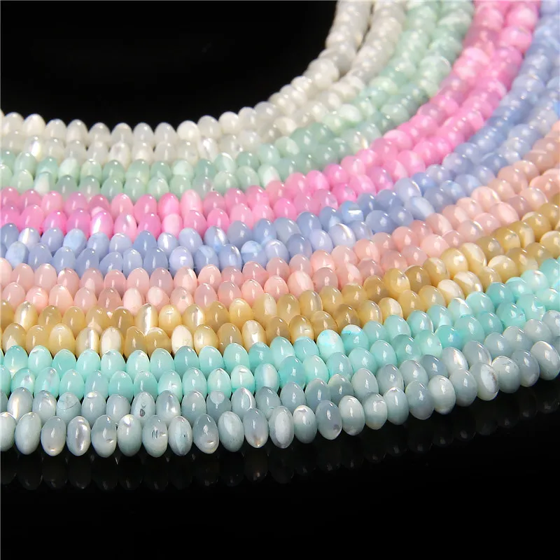 3x5mm Natural White Shell Rondelle Beads Mother of Pearl Shell Loose Beads for DIY Jewelry Making Bracelet Necklace Earrings 15\