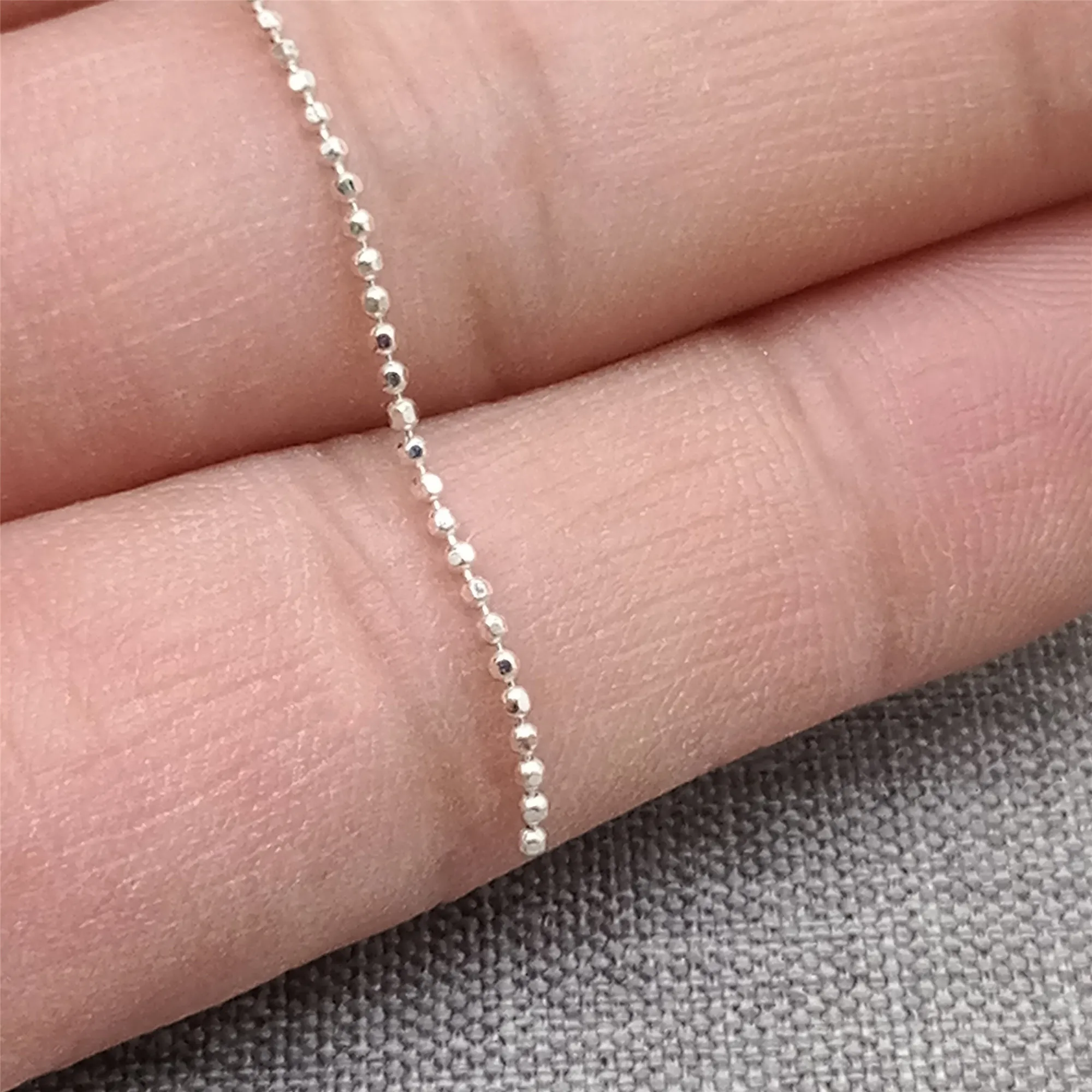 925 Sterling Silver Unfinished Diamond Cut Faceted Bead Chain for Necklace Bracelet 100cm