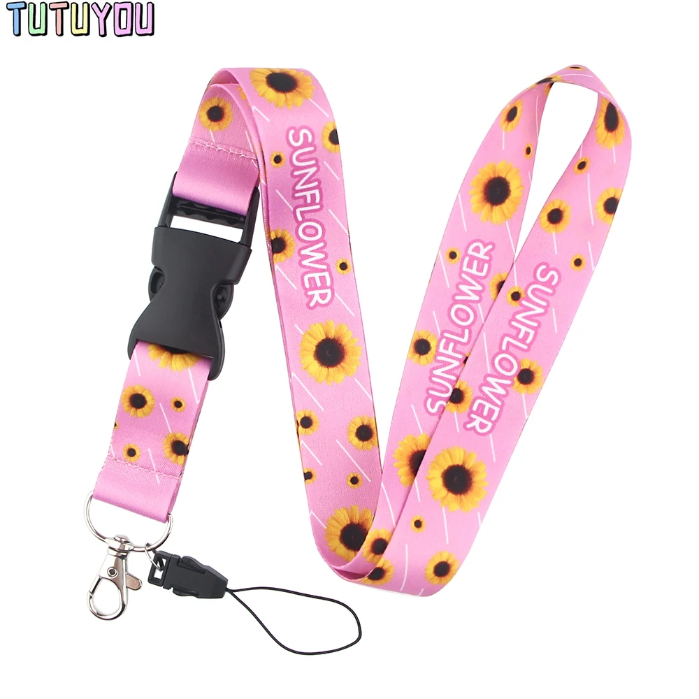 PC2301 Hidden Disability Sunflower Multiple Colour Painting Creative Neck Strap Buckle Lanyards For Phone Keys ID Card