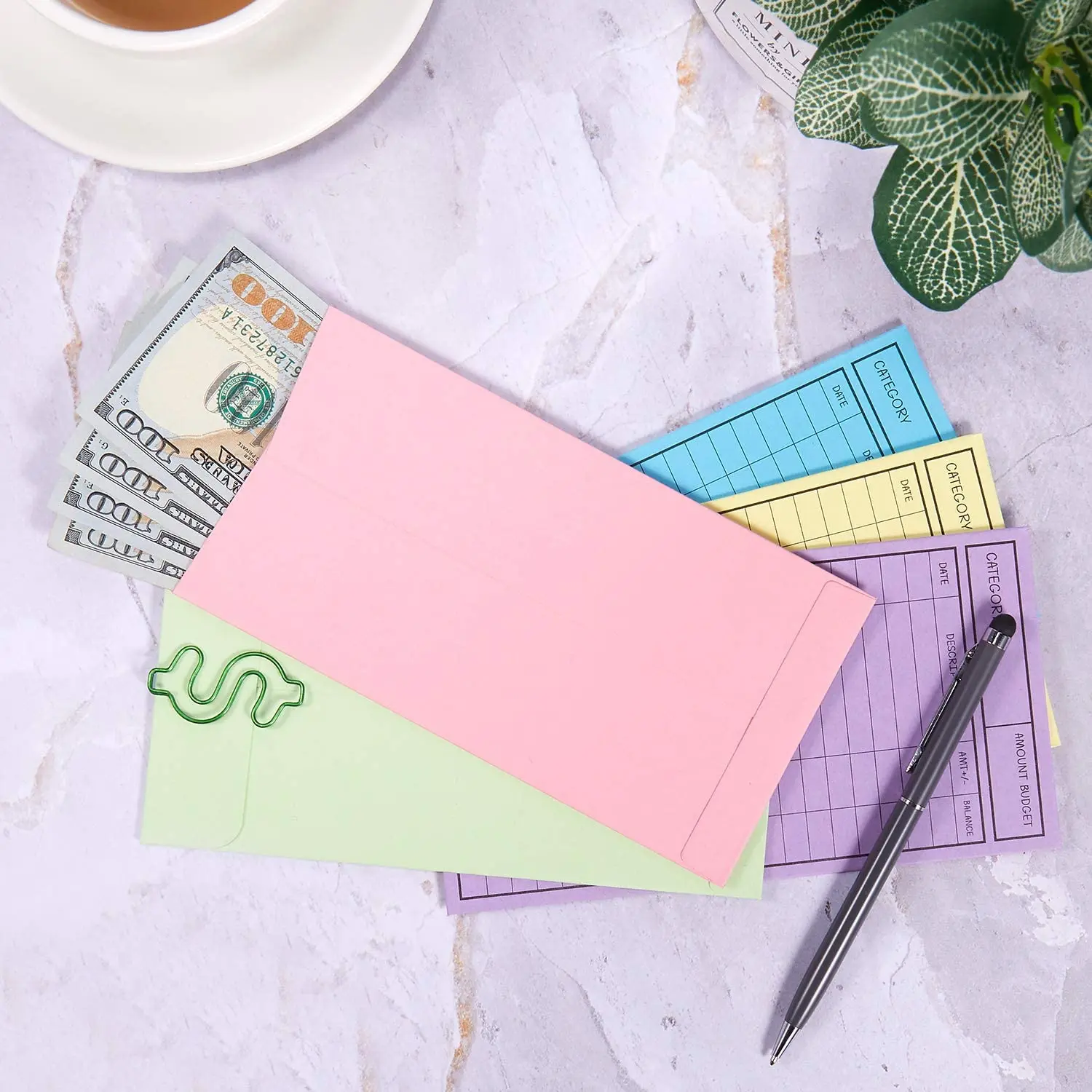 New!! 12 Pcs Budget Envelopes Cardstock Cash Envelope System for Money Saving, Assorted Colors, Vertical Layout & Holepunched