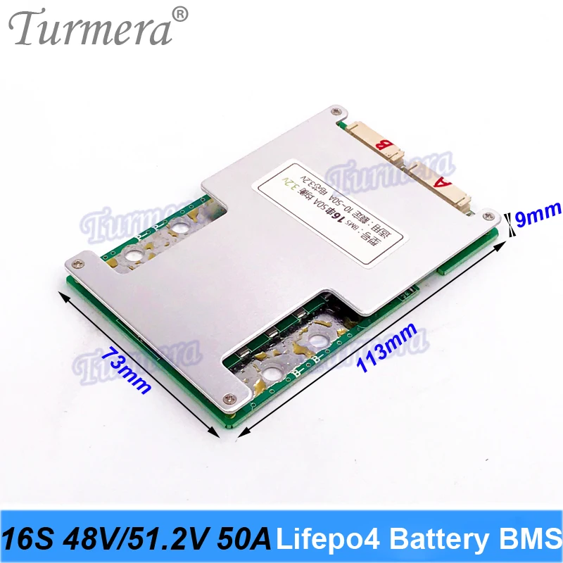 Turmera 16S 48V 51.2V 50A Lifepo4 batteria BMS proteggi scheda 75mA corrente di bilanciamento per batteria 3.2V 100Ah 280Ah 310Ah Lifepo4
