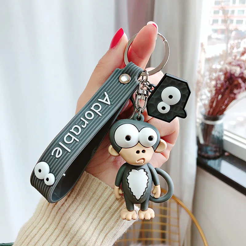 New Creative Personality Cartoon Epoxy Playful Monkey Keychain Cute Trend Keychain Bag Pendant Keychain