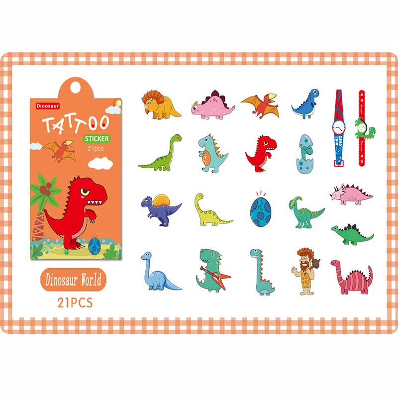 10 Kinds of Theme Children Cartoon Tattoo Stickers Set Small Fresh Mermaid Dinosaur Tattoo Stickers Animal Temporary Tattoos