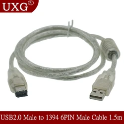 Firewire-Cable convertidor IEEE 1394 de 6 pines, adaptador macho a USB 2,0, 1,5 M, 5 pies, 1 unidad