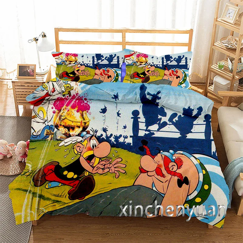 Anime Asterix And Obelix 3D Printed Duvet Cover Set Twin Full Queen King Size Bedding Set Bed Linens Bedclothes for Young K93