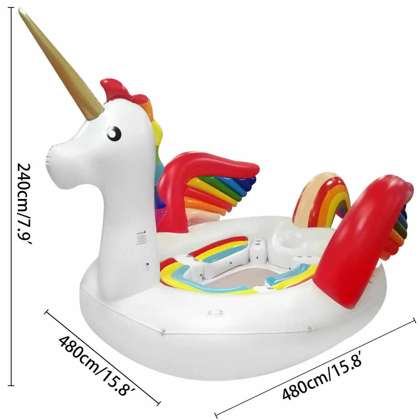 6 Person PVC Inflatable Unicorn Island Colorful Unicorn Party Floating Island Rowing Boat Lake River Swimming Pool Raft