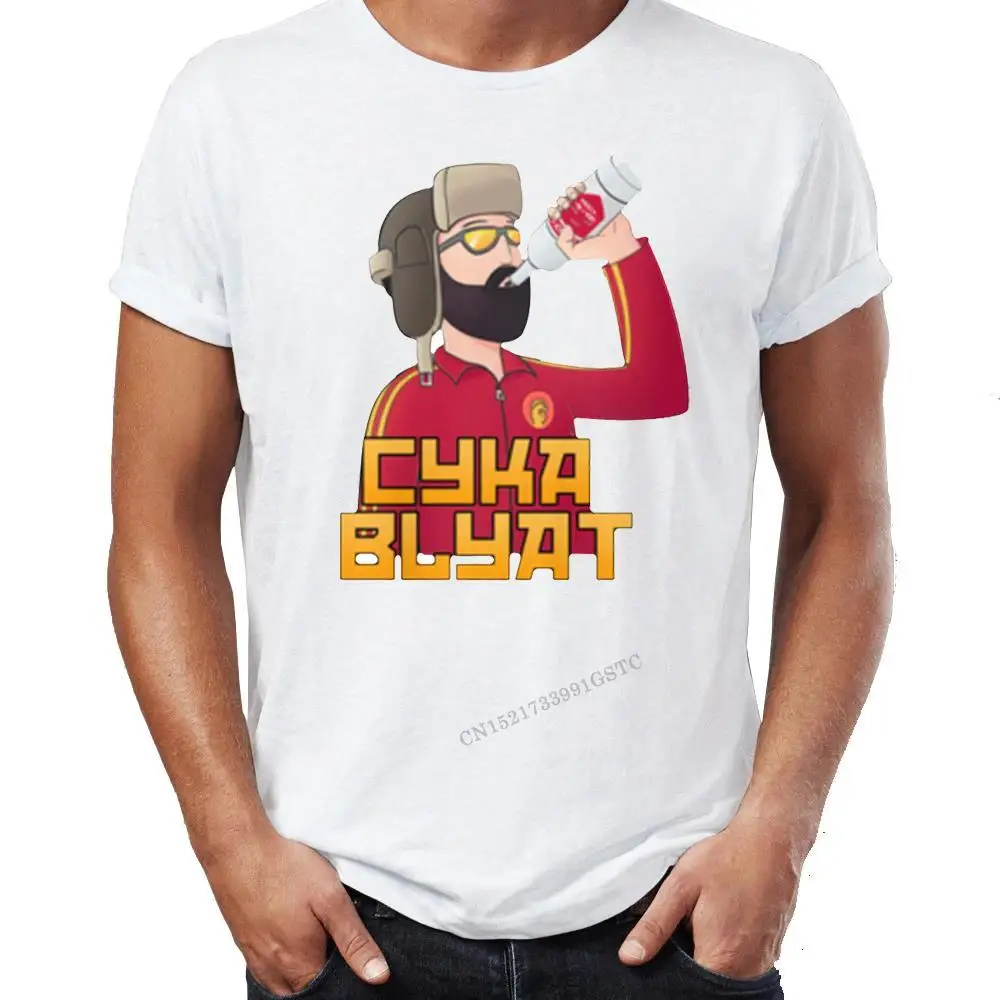 Cyka Blyat T-Shirt Funny Funny Russian Drink Vodka Printing Rush B Shirt Top Streetwear Top T Shirt Cotton Camisas Hombre