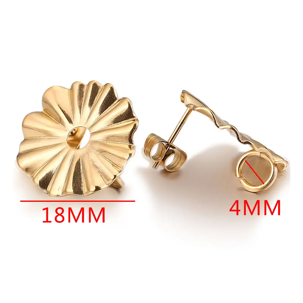10 Stück Lot Edelstahl Gold Ohrringe Wellenblume Haken Beiträge Ohrringe Rückseite für DIY Schmuckherstellung Zubehör Großhandel Bulk – Detail 5