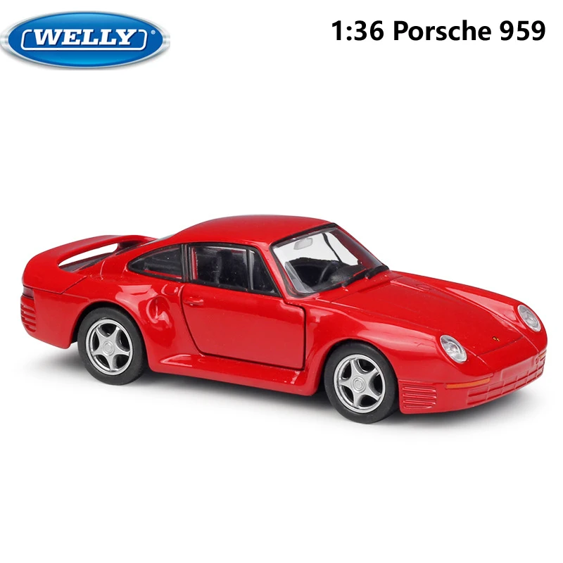 Porsche 959 WELLY Diecast 1:36 Car Metal High Similation Toy Vehicle Model Pull Back Car Alloy Toy Car For Children Boys Gifts