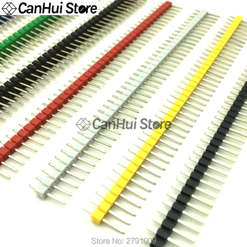 10PC High quality Gold plated Colorful 2.54mm 1x 2*40P Single/Double Row Male Breakable Pin Header Connector Strip For PCB board