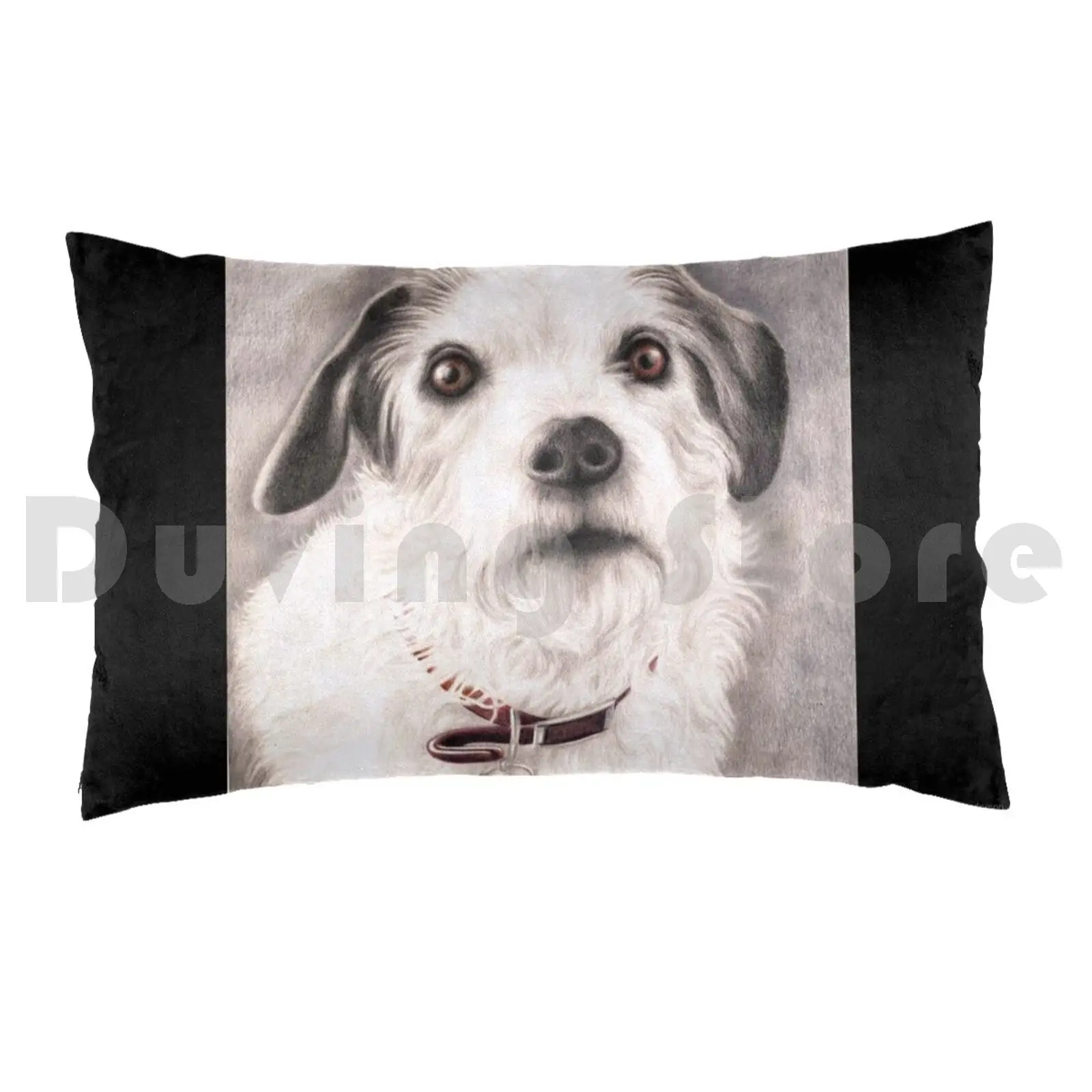 Pillow Case Paddy The Great 3195 Jack Russell Terrier Canine Dog Black White Portrait Margaret