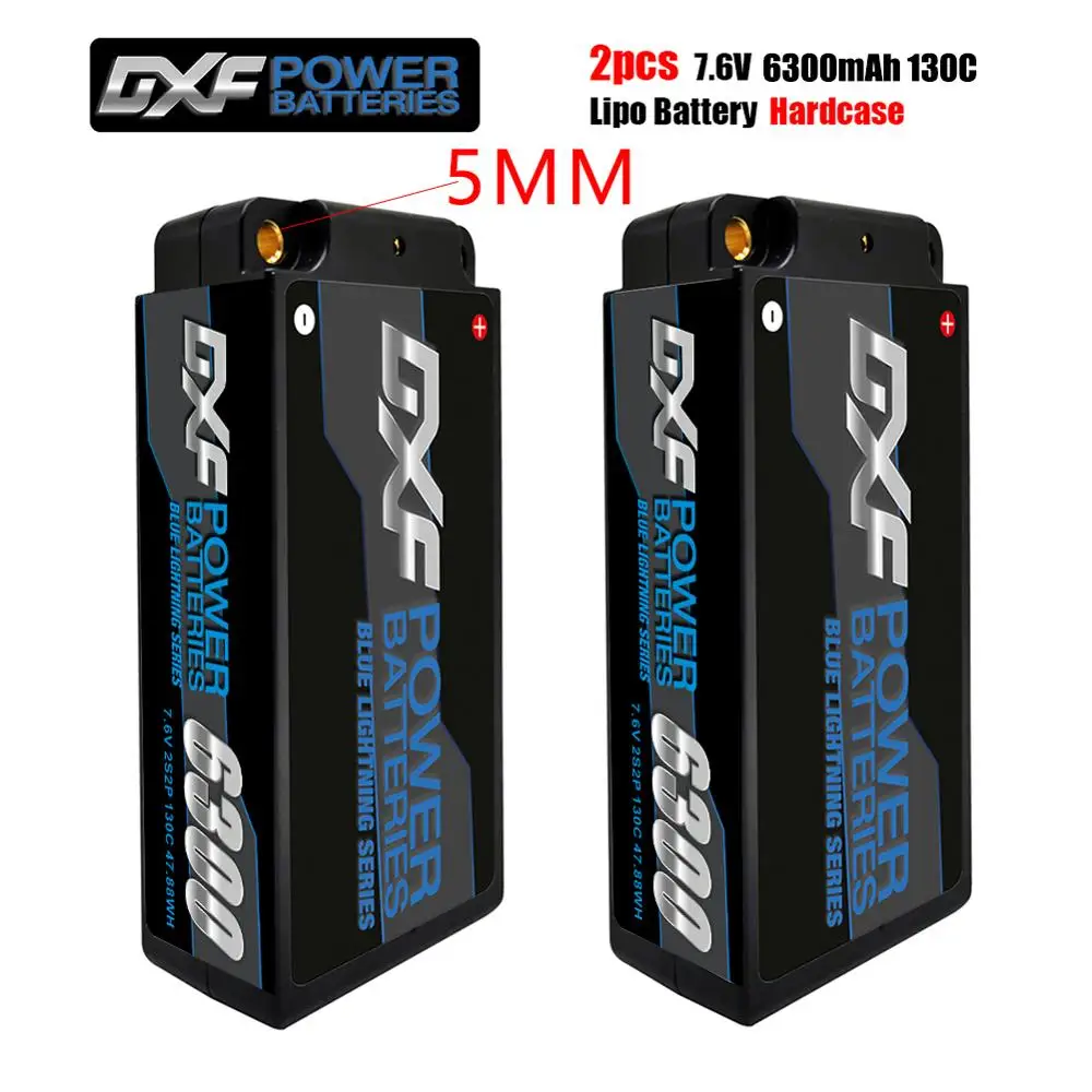 

DXF Lipo Battery 2S Shorty 7.6V 6300mah 130C 260C 5mmGraphene Bullet Competition Short-Pack for RC 1/10 Buggy Truck Car