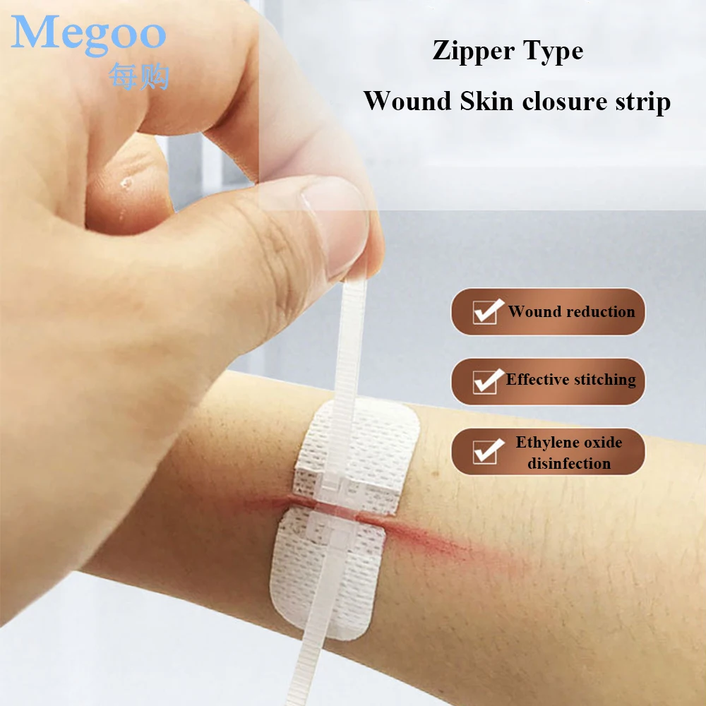 

3Pcs/Set 45*10mm/70*22mm Zipper Type Wound Skin Closure Strip Painless Wound Repair Fast Suture Zipper Band-Aid Wound Dressing