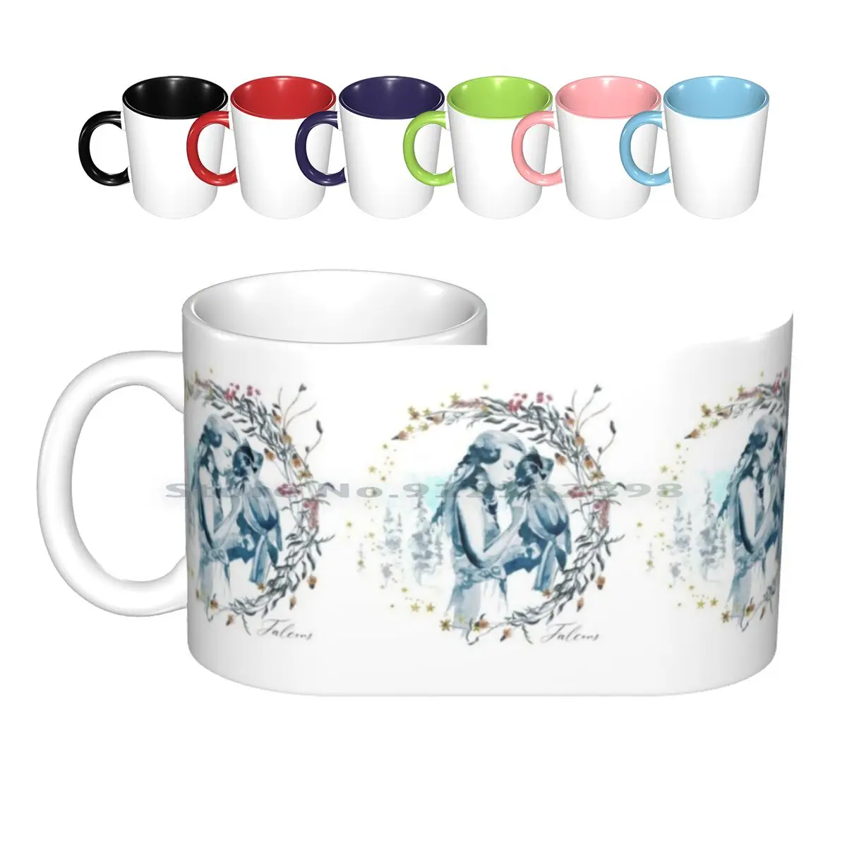 Falcons Guild Ceramic Mugs Coffee Cups Milk Tea Mug Writers Sanctuary Falcons Guild Renaissance Middle Ages Watercolor Birds