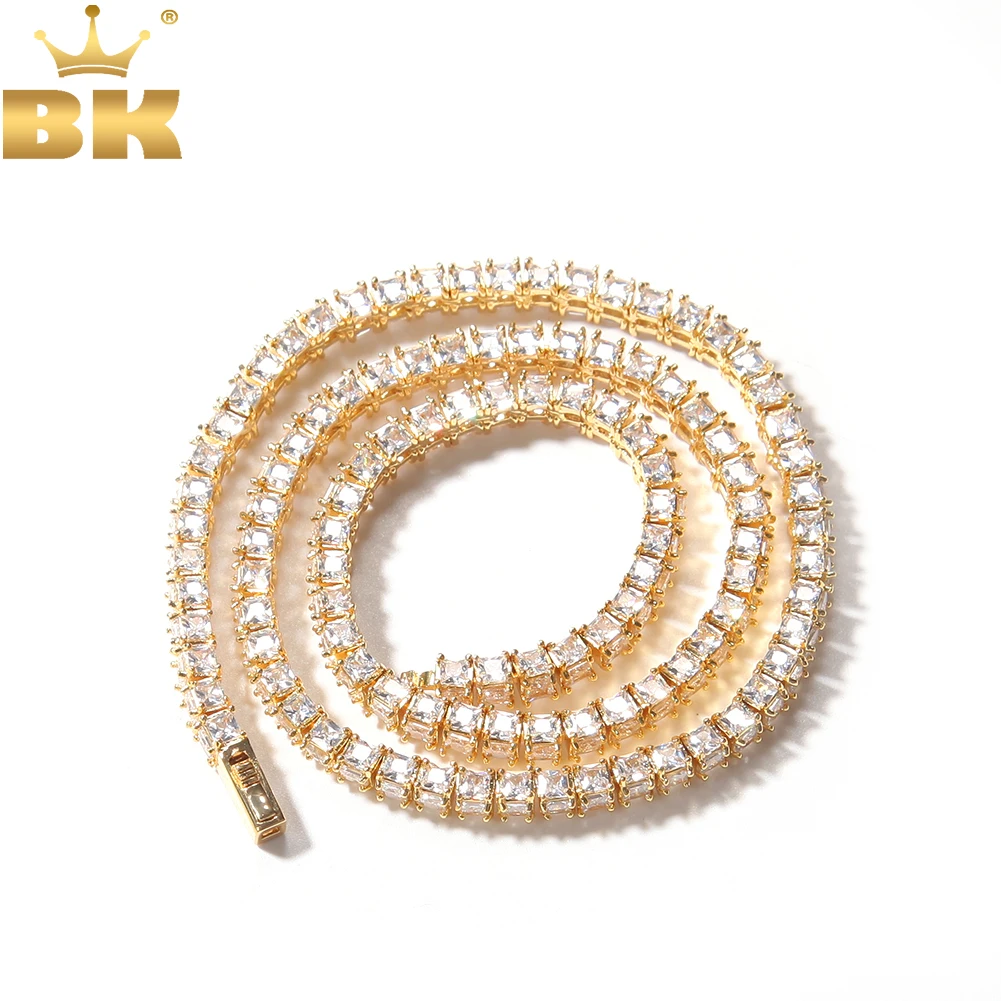 THE BLING KING 6mm Iced Out Bling Square AAA Cubic Zirconia Paved Link Tennis Chain Choker Necklace Hiphop Brass Luxury Jewelry