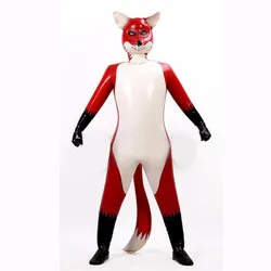 Lattice di gomma complessiva con cappuccio uniforme doppio strato Catsuit Fox Cosplay Full Body Wetlook colore Unisex dimensioni personalizzate XXS-XXL