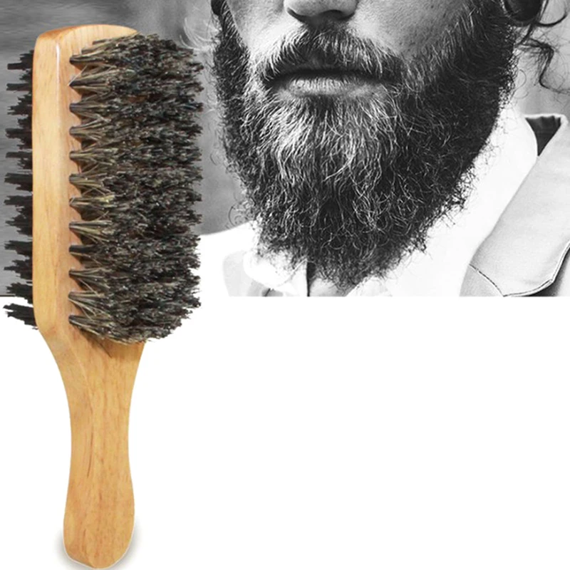 Brosse à cheveux en poils de sanglier pour hommes, brosse à cheveux en bois naturel pour hommes, brosse à barbe coiffante pour cheveux courts et longs, optique, cheveux bouclés et ondulés