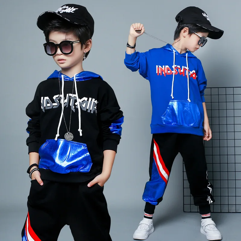 

Boys Streetwear Clothes Spring Fall Children's Street Dancing Clothing Set New Students Hooded Coat + Pants 2 Pcs Tracksuit B312