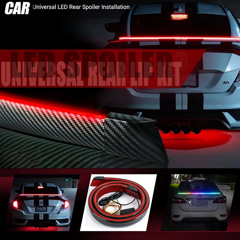 Kit de alerón trasero LED Universal para coche, tira de lámparas de señal para maletero, accesorios exteriores, luz de freno apta para ala de techo