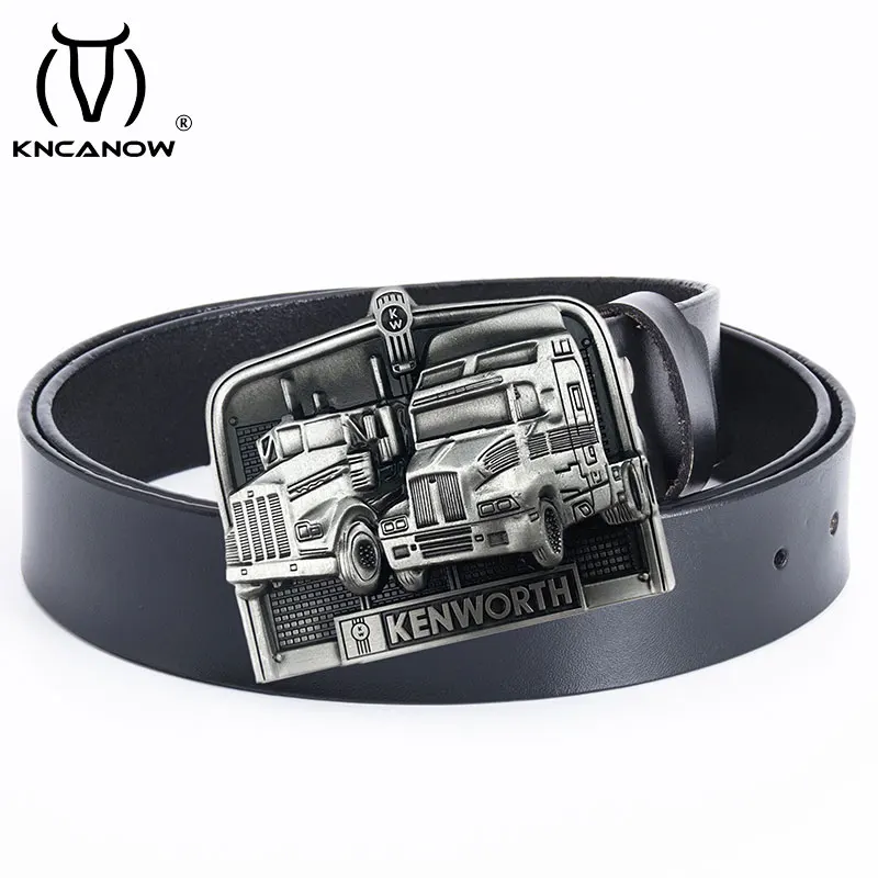 Men Genuine Leather Strap Cowhide Belts For Male Luxury High Quality Brand Kenworth Punk Jeans Truck Driver belt Cinturon Homme