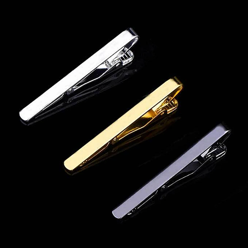 2023 New 53mm*5mm Men Stainless Steel Tie Clip Bar Brooch Clasp Chic Fashion Solid Color Slim Collar Useful Neck Tie Pin