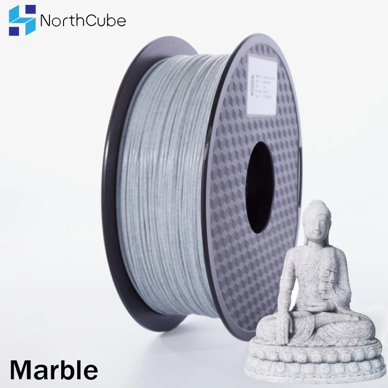 NORTHCUBE 3D Printer Filament Marble Like PLA Filament 1.75mm 1kg Dimensional Accuracy +/- 0.05mm White Color for 3D Printer