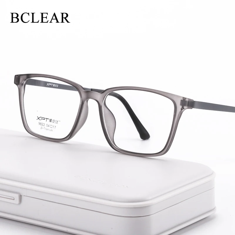 BCLEAR Optical Glasses Frame Men Ultralight Pure Titanium Glasses Frame Women Transparent Square Big Frame Prescription Glasses