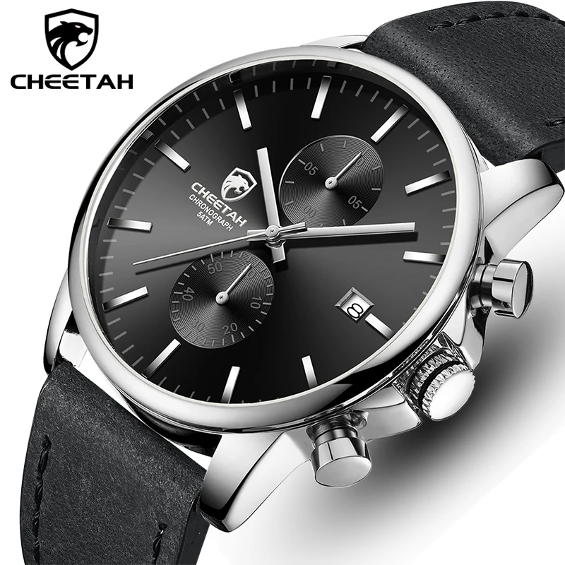 

CHEETAH Luxury Brand Watch for Men Casual Business Quartz Wristwatch Leather Chronograph Date Clock Watches Relogio Masculino