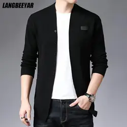 Qualidade superior nova marca de outono moda lã fino ajuste malha cardigan masculino camisola japonesa casacos casuais jaqueta roupas dos homens 2023