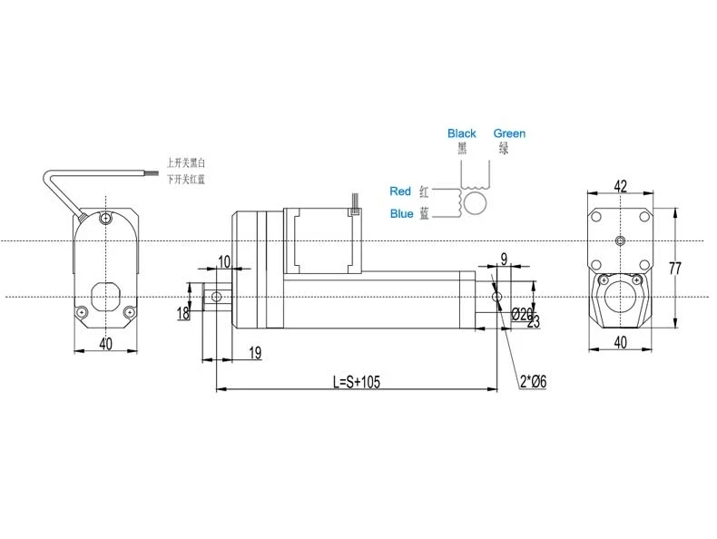 Actionneur linéaire de moteur pas à pas électrique Nema 17, DC 6V-24V, 250N, course télescopique la plus récente, 50mm, 100mm, 250mm, DC 12V, 42BYG