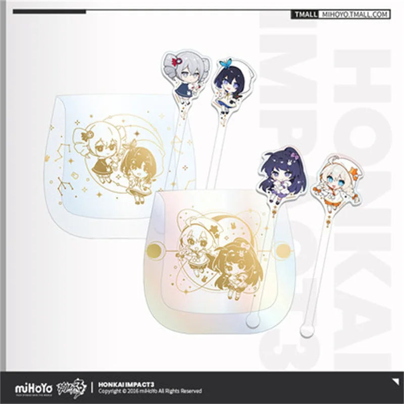 Anime Game Honkai Impact 3 COSPLAY Flower Chao Moon Night Theme Hot Stamping Glass With Stirring Rod Kiana Mei Shape