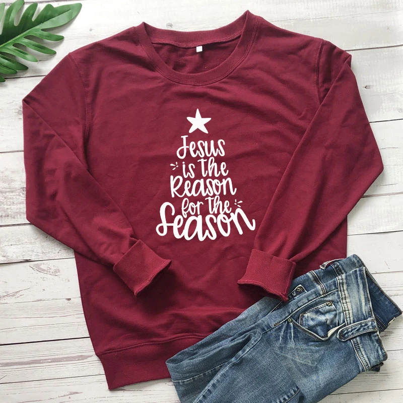 Jesus Is The Reason For The Season Sweatshirts Funny Christian Christmas Holiday Gift Pullovers Men Women Graphic Sweatshirt Top