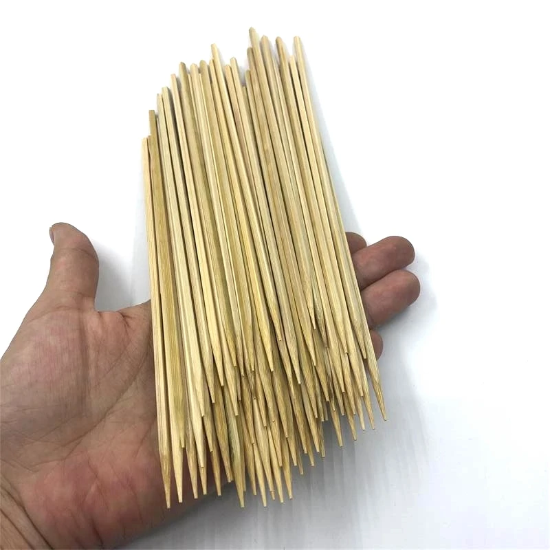 18cm*3mm Square Bamboo Skewers Small Wood BBQ Grill Skewer Disposable Food Candy Apple Stick Fruit BBQ Tools  BBQ Accessories